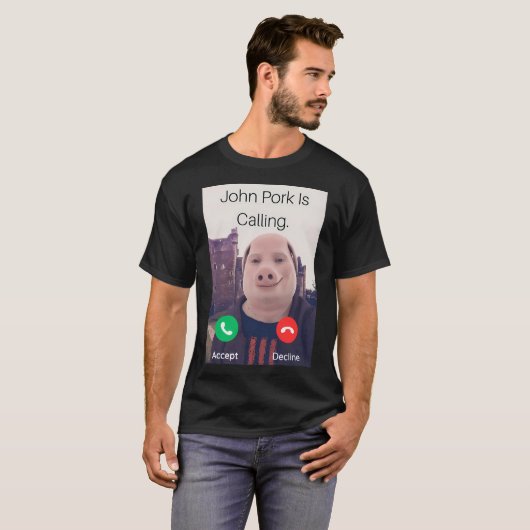 John Pork belt de telefoon T-shirt (Voorkant volledig)