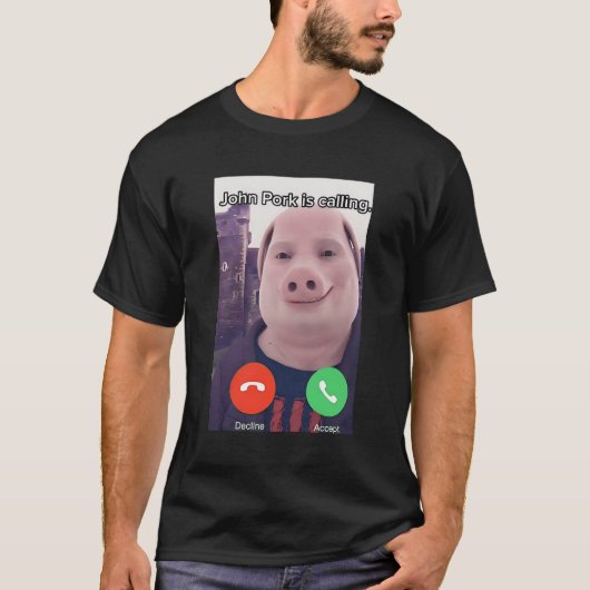 John Pork belt de telefoon T-shirt (Voorkant)