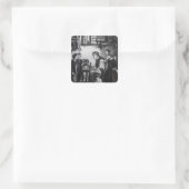 John Pounds geeft kinderen thuis les Vierkante Sticker (Tas)