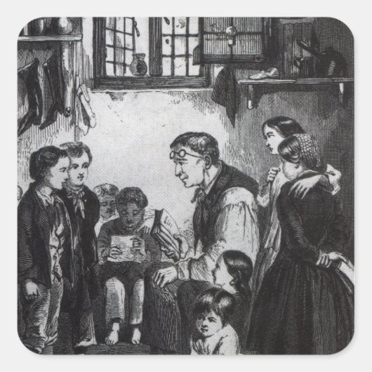 John Pounds geeft kinderen thuis les Vierkante Sticker (Voorkant)