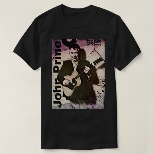 John Prine Gitaarstijl T-shirt (Design voorkant)
