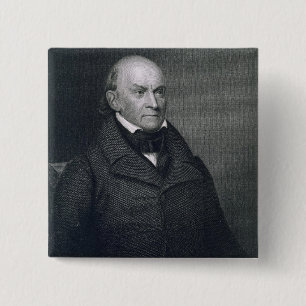 John Quincy Adams, gegraveerd door John Wesley Par Vierkante Button 5,1 Cm