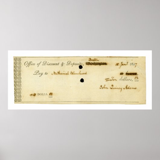 John Quincy Adams ORIGINAL Significant Check Poster (Voorkant)