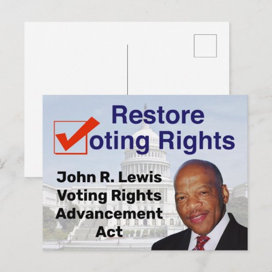 John R. Lewis Stemrecht Vooruitgang Act Briefkaart (Voorkant / Achterkant)