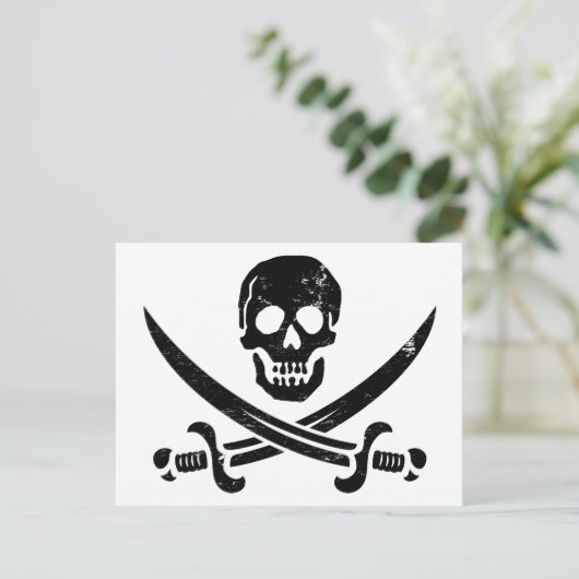 John Rackham (Calico Jack) Pirate Flag Jolly Roger Briefkaart (Staand voorkant)