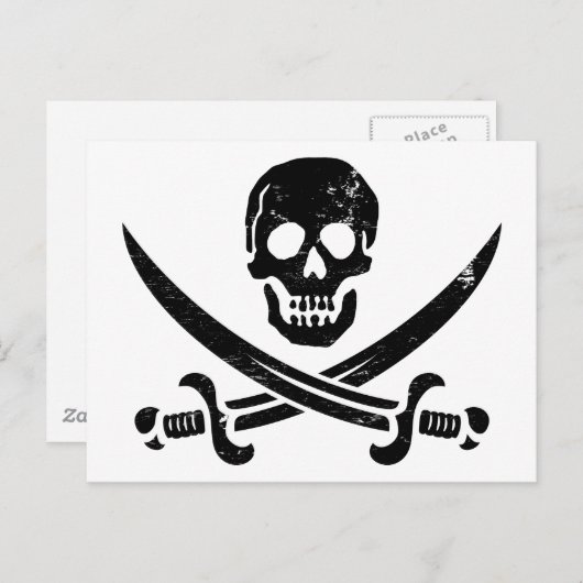 John Rackham (Calico Jack) Pirate Flag Jolly Roger Briefkaart (Voorkant / Achterkant)