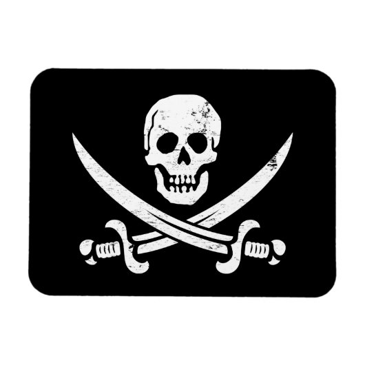 John Rackham (Calico Jack) Pirate Flag Jolly Roger Magneet (Horizontaal)