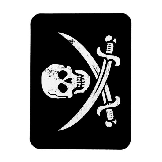John Rackham (Calico Jack) Pirate Flag Jolly Roger Magneet (Verticaal)