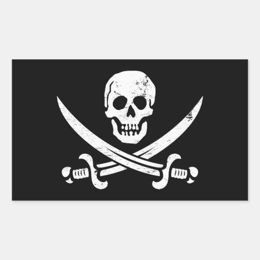 John Rackham (Calico Jack) Pirate Flag Jolly Roger Rechthoekige Sticker (Voorkant)