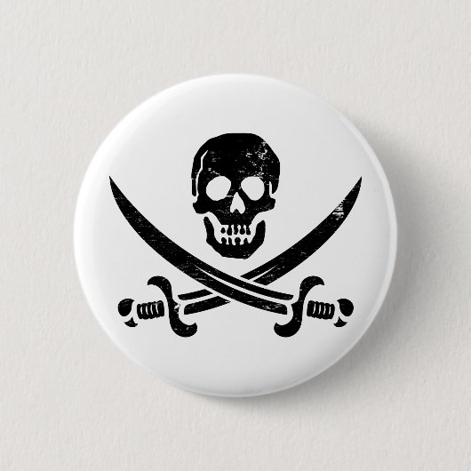 John Rackham (Calico Jack) Pirate Flag Jolly Roger Ronde Button 5,7 Cm (Voorkant)