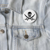 John Rackham (Calico Jack) Pirate Flag Jolly Roger Ronde Button 5,7 Cm (In situ)
