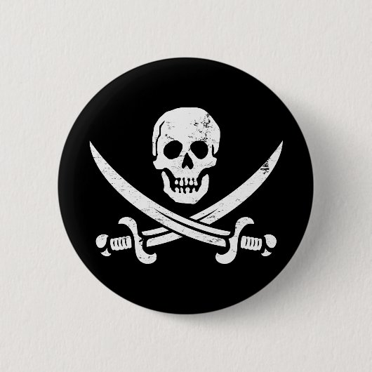 John Rackham (Calico Jack) Pirate Flag Jolly Roger Ronde Button 5,7 Cm (Voorkant)