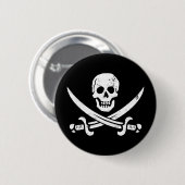 John Rackham (Calico Jack) Pirate Flag Jolly Roger Ronde Button 5,7 Cm (Voorkant /achterkant)