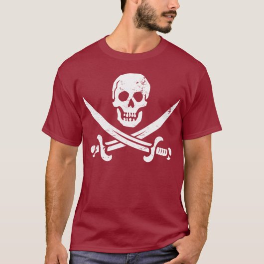 John Rackham (Calico Jack) Pirate Flag Jolly Roger T-shirt (Voorkant)