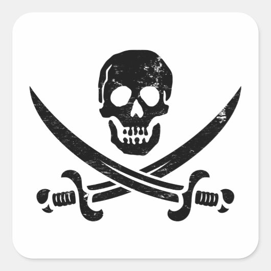 John Rackham (Calico Jack) Pirate Flag Jolly Roger Vierkante Sticker (Voorkant)