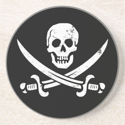 John Rackham (Calico Jack) Pirate Flag Jolly Roger Zandsteen Onderzetter (Voorkant)