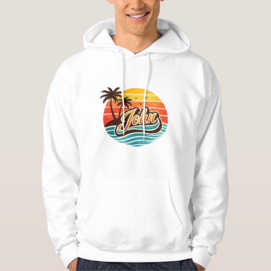 John Retro Zonsondergang Naam Ontwerp Hoodie (Voorkant)