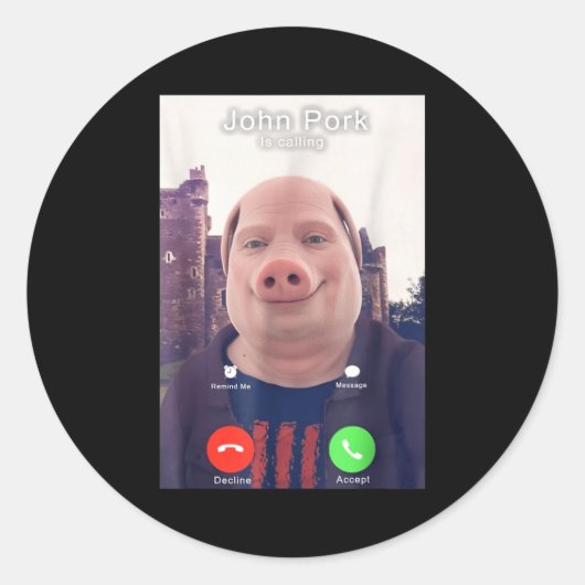 John Rk Is Calling Funny Answer Call Phone  Ronde Sticker (Voorkant)