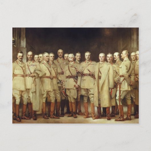 John Sargent-generale officieren van de Eerste Wer Briefkaart (Voorkant)