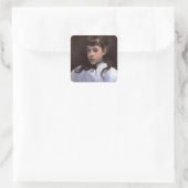 John Sargent-jong meisje met witte mousseline blou Vierkante Sticker (Tas)