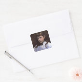 John Sargent-jong meisje met witte mousseline blou Vierkante Sticker (Envelop)