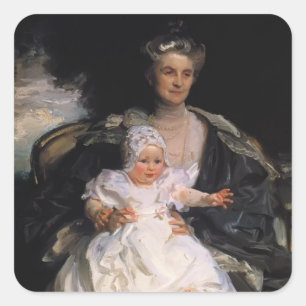 John Sargent- Mrs Henry Phipps en haar kleinzoon Vierkante Sticker