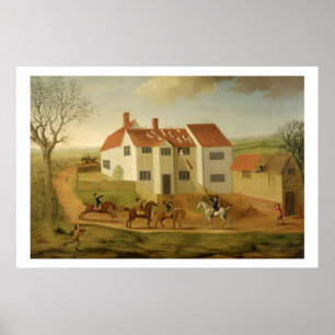 John Sidey en zijn honden in een vuurhuis bij Hadl Poster