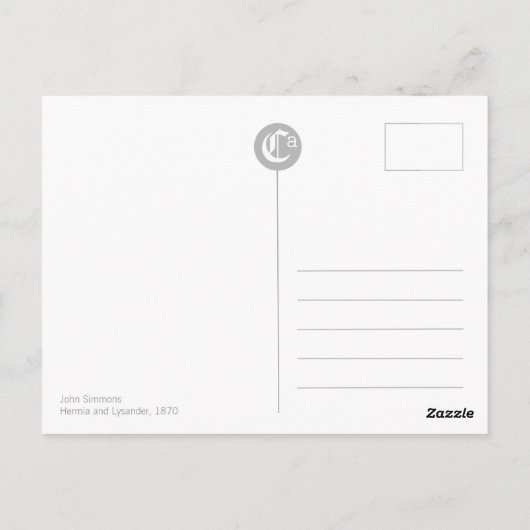 John Simmons Hermia en Lysander Midzomer CC0749 Briefkaart (Achterkant)