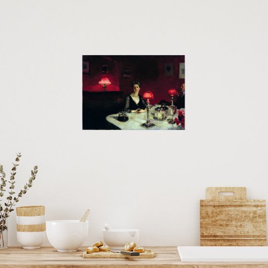 John Singer Sargent A Dinner Table bij nacht Poster (Keuken)