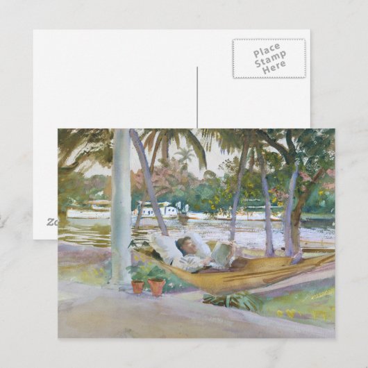 John Singer Sargent - Afbeelding in Hammock, Flori Briefkaart (Voorkant / Achterkant)