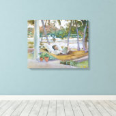 John Singer Sargent - Afbeelding in Hammock, Flori Canvas Afdruk (Insitu (Houten vloer))