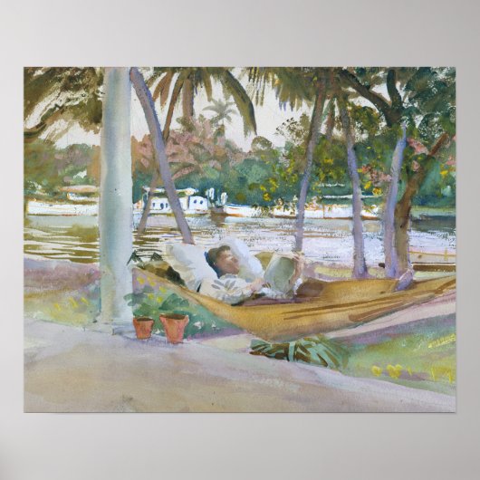 John Singer Sargent - Afbeelding in Hammock, Flori Poster (Voorkant)