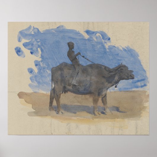John Singer Sargent - Boy on Water Buffalo Poster (Voorkant)