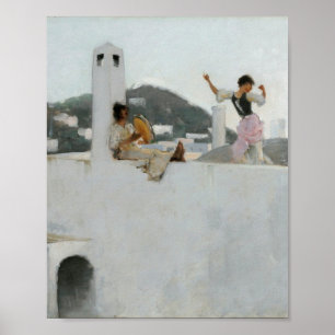 John Singer Sargent - Capri Girl op een dak Poster
