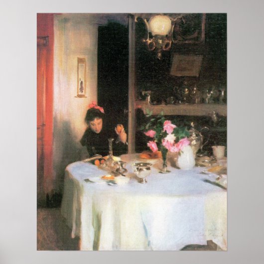 John Singer Sargent - De ontbijttafel Poster (Voorkant)
