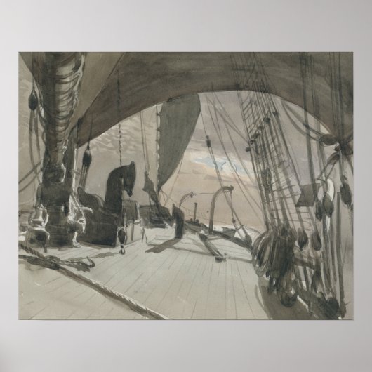 John Singer Sargent - Deck of Ship in Moonlight Poster (Voorkant)