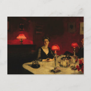 John Singer Sargent - Een eettafel bij nacht Briefkaart
