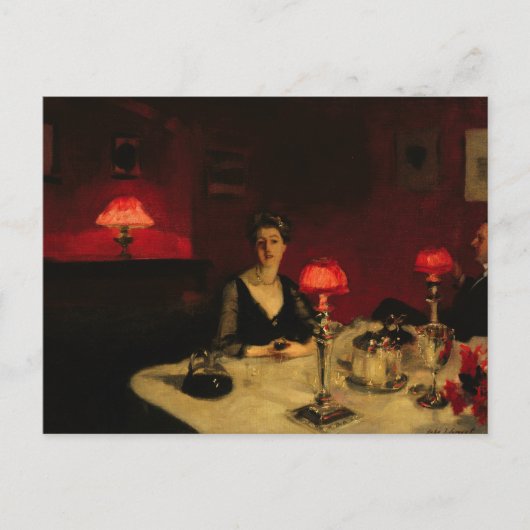 John Singer Sargent - Een eettafel bij nacht Briefkaart (Voorkant)