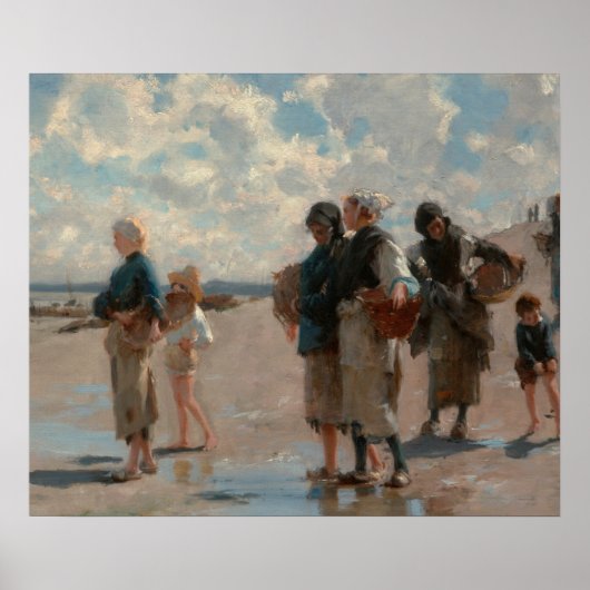 John Singer Sargent Fishing for Oysters Poster (Voorkant)