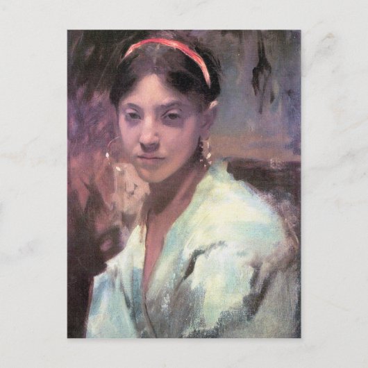 John Singer Sargent - Hoofd van een Capri Girl Briefkaart (Voorkant)