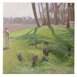 John Singer Sargent - Landschap met Goatherd Tegeltje