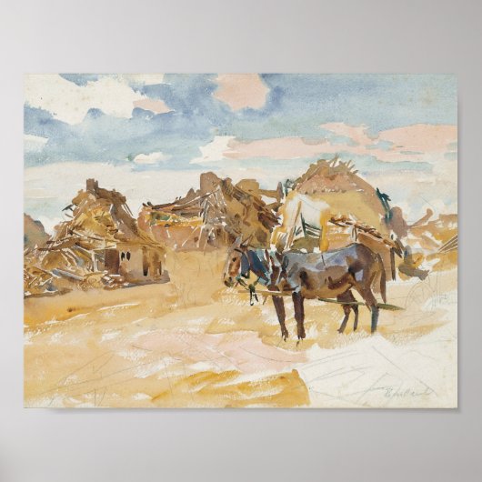 John Singer Sargent - Mules en Ruins Poster (Voorkant)