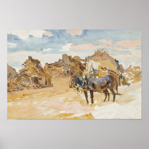 John Singer Sargent - Mules en Ruins Poster