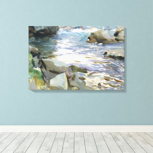 John Singer Sargent - Stream en Rocks Canvas Afdruk (Insitu (Houten vloer))
