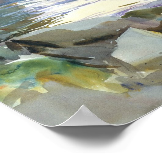 John Singer Sargent - Stream en Rocks Poster (Hoek)