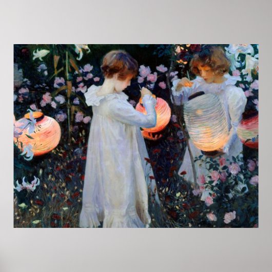 John Singer Sargent's anjer, Lily, Lily, Roos Poster (Voorkant)