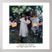 John Singer Sargent's anjer, Lily, Lily, Roos Poster (Voorkant)