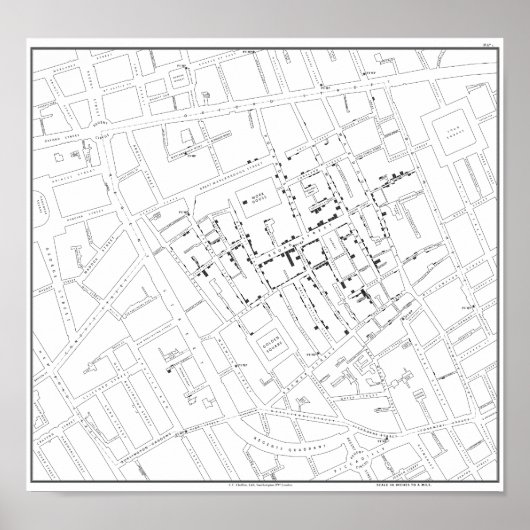 John Snow: Cholera Map of London, 1854 Poster (Voorkant)