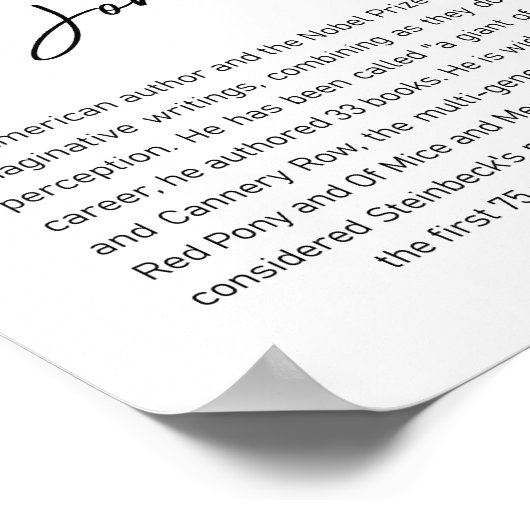 John Steinbeck Poster (Hoek)