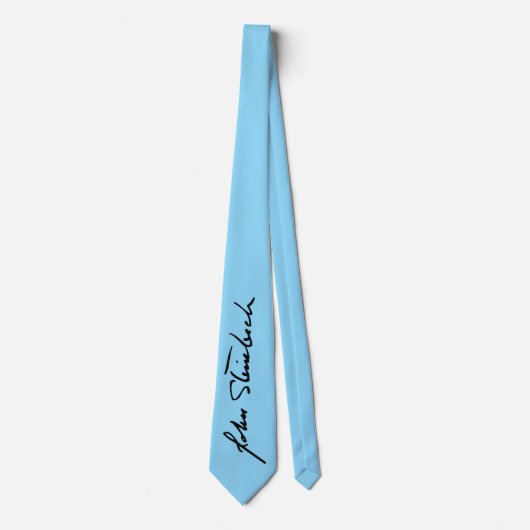 John Steinbeck Signature Necktie - Blue Stropdas (Voorkant)